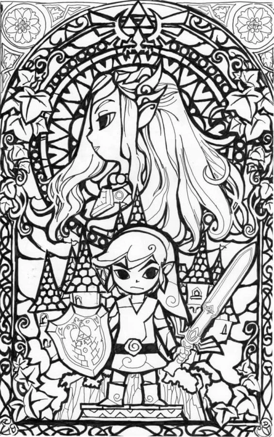 Zelda boyama sayfası – yaratıcılığı geliştirir, keyifli zaman