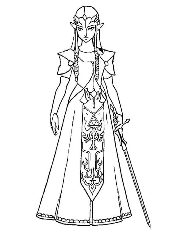 Zelda boyama sayfası – çocuk aktivitesi, PDF indir