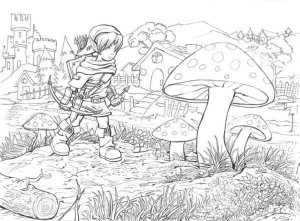 Zelda boyama sayfası – basit çizim, kolay boyama