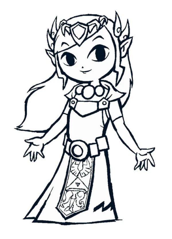 Zelda boyama sayfası – eğlenceli etkinlik, el becerilerini geliştirir