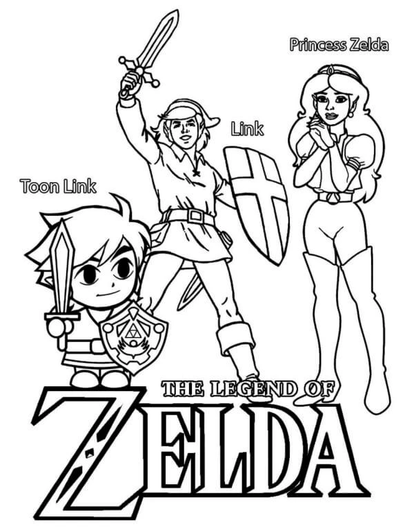 Zelda boyama sayfası – çocuk aktivitesi, PDF indir