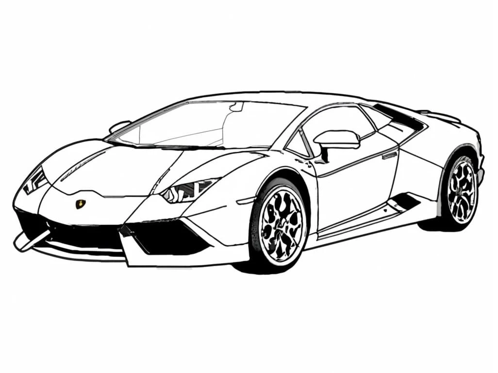 Lamborghini boyama sayfası #21 – basit çizim, yaz tatili etkinliği