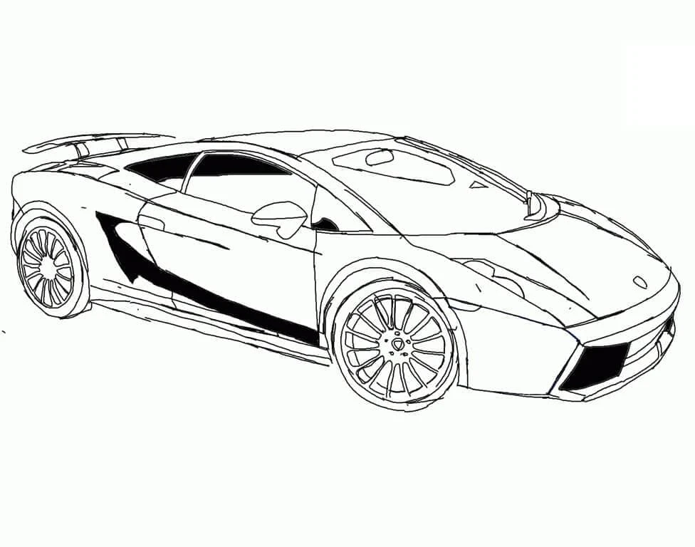 Lamborghini boyama sayfası #31 – dikkat ve odaklanma geliştirir, A4 baskıya uygun