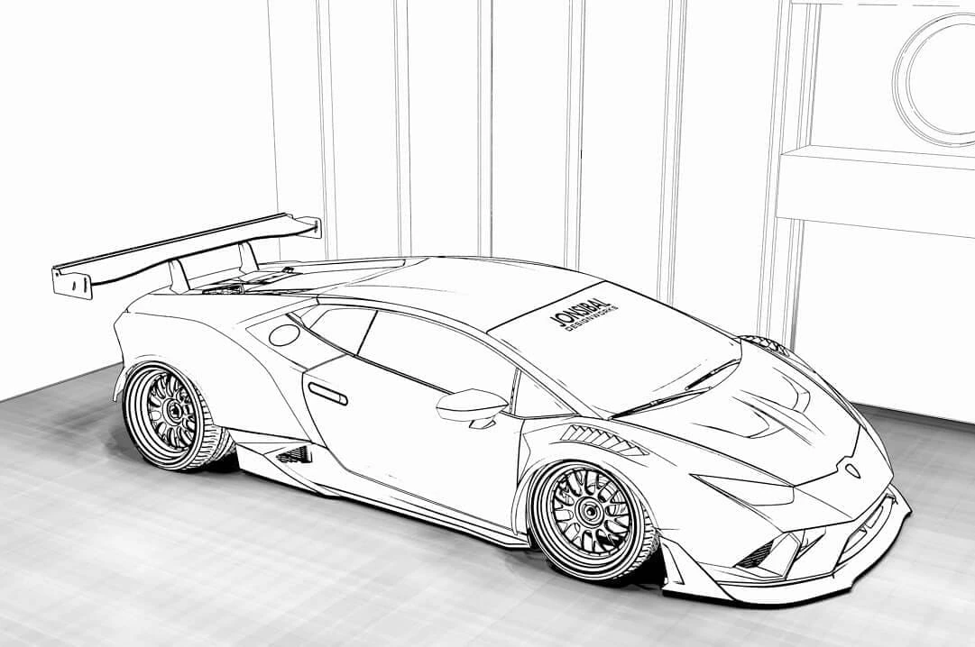 Lamborghini boyama sayfası #34 – renk bilgisini öğretir, günlük etkinlik önerisi
