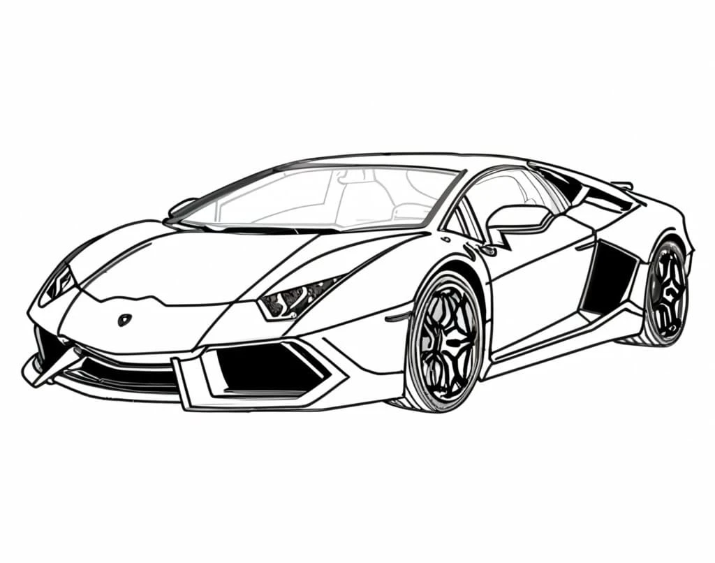 Lamborghini boyama sayfası #35 – sabır ve özgüven kazandırır, yaratıcı sanat çalışması