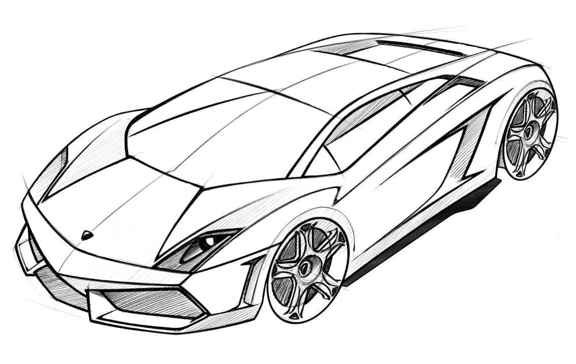 Lamborghini boyama sayfası #64 – renkli çizimler, dikkat ve odaklanma geliştirir