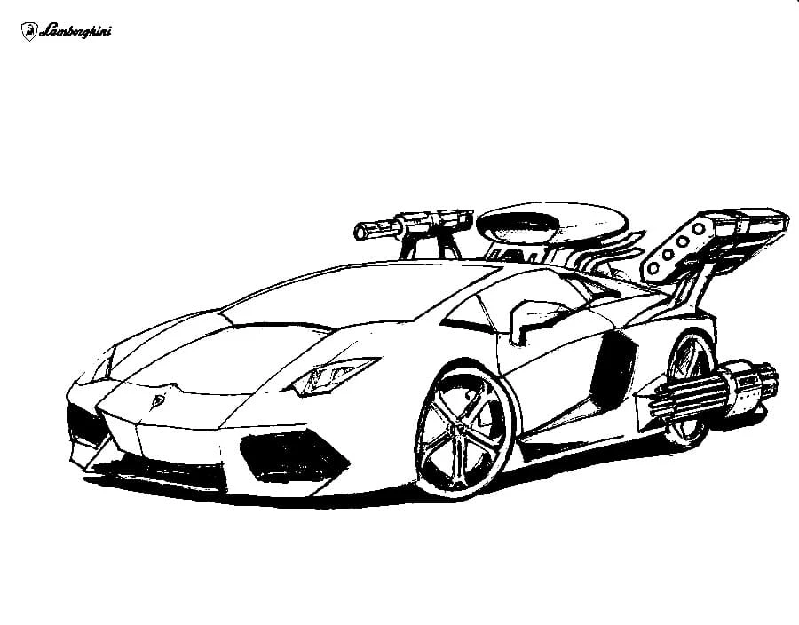 Lamborghini boyama sayfası #72 – motor becerileri destekler, mürekkep tasarrufu sağlar