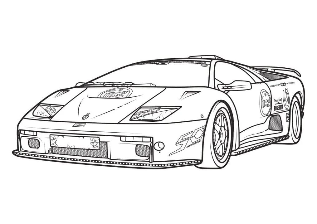 Lamborghini boyama sayfası #73 – hayal gücünü besler, tamamen ücretsiz