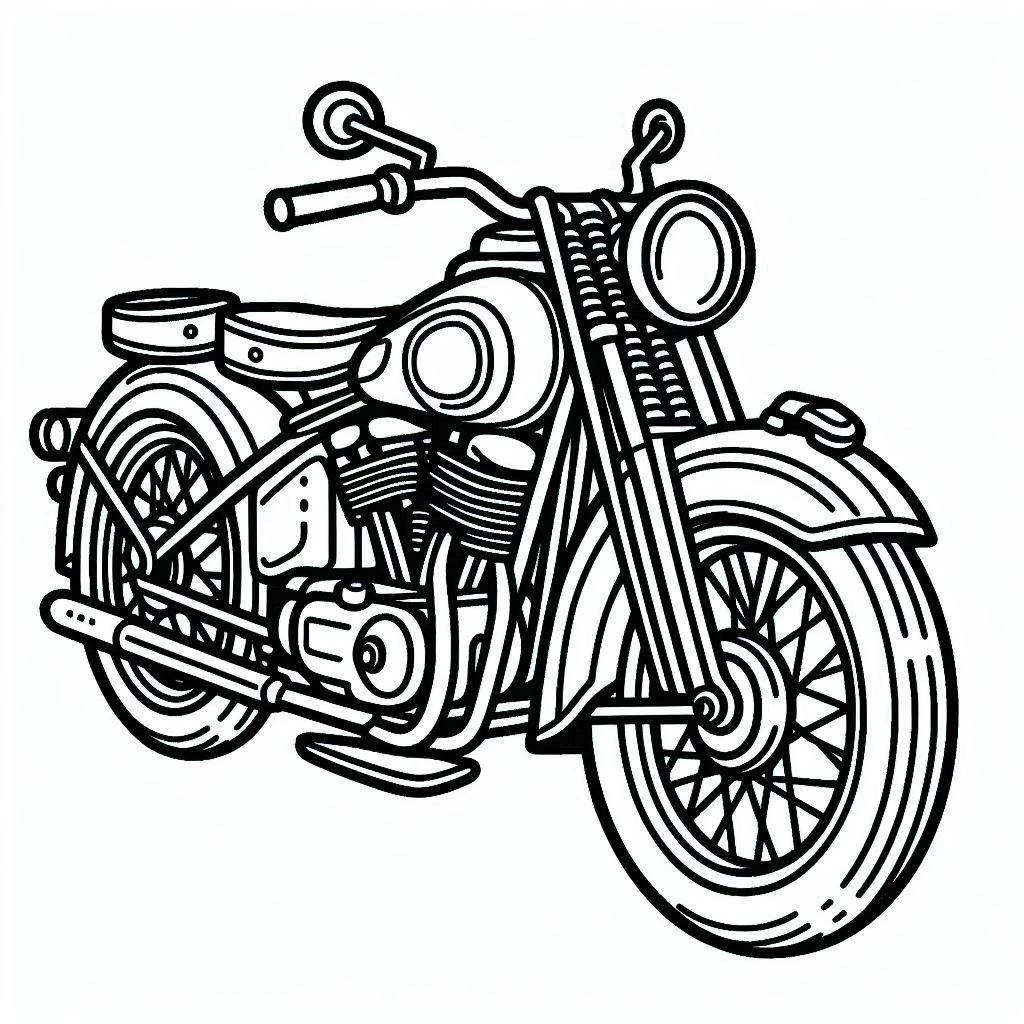 Motosiklet boyama sayfası #43 – tamamen ücretsiz, çocuklar için