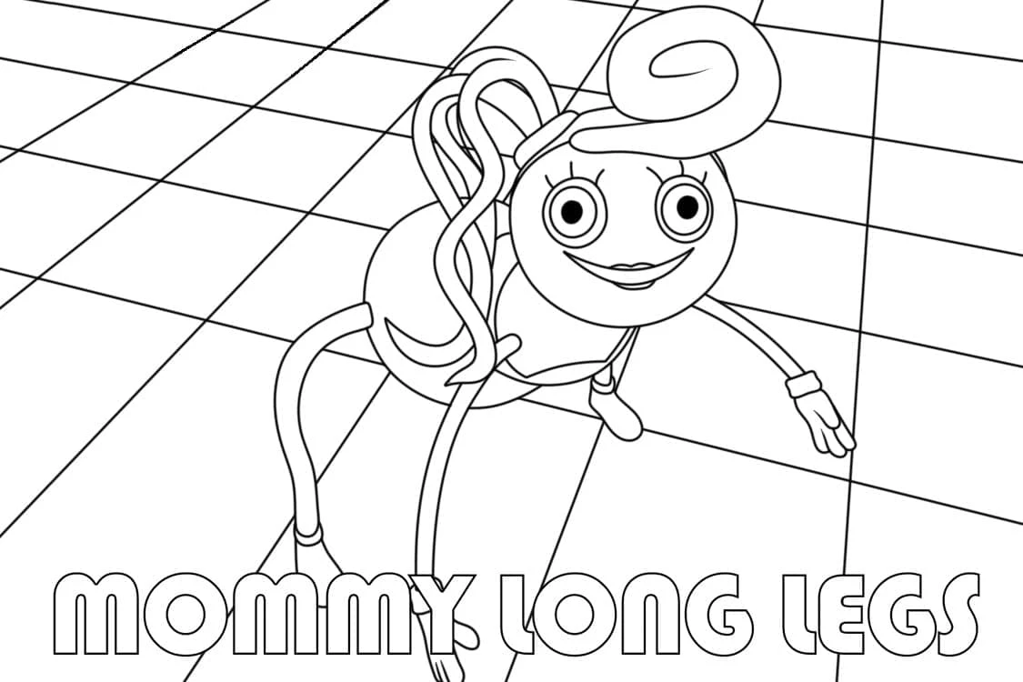 Mommy Long Legs boyama sayfası – evde etkinlik, ücretsiz yazdır