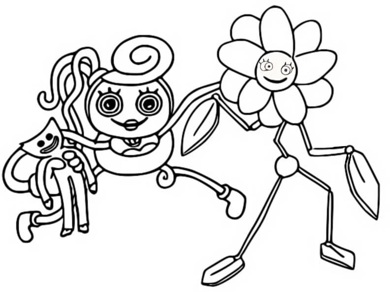 Mommy Long Legs boyama sayfası – PDF indir, sevimli karakter