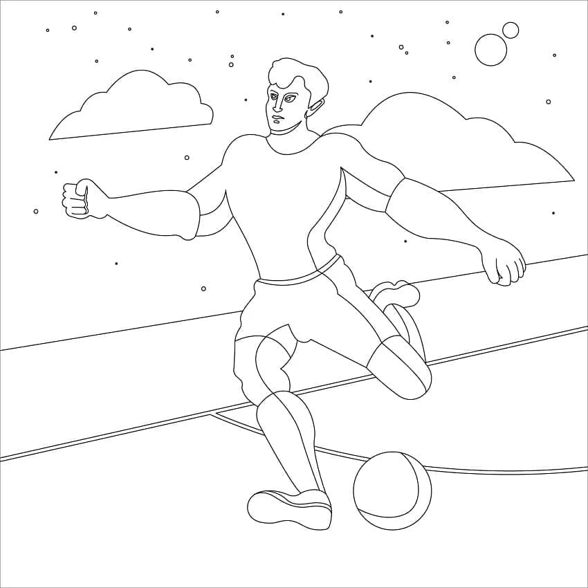 Futbol boyama sayfası – sevimli karakter, sanatsal çalışma