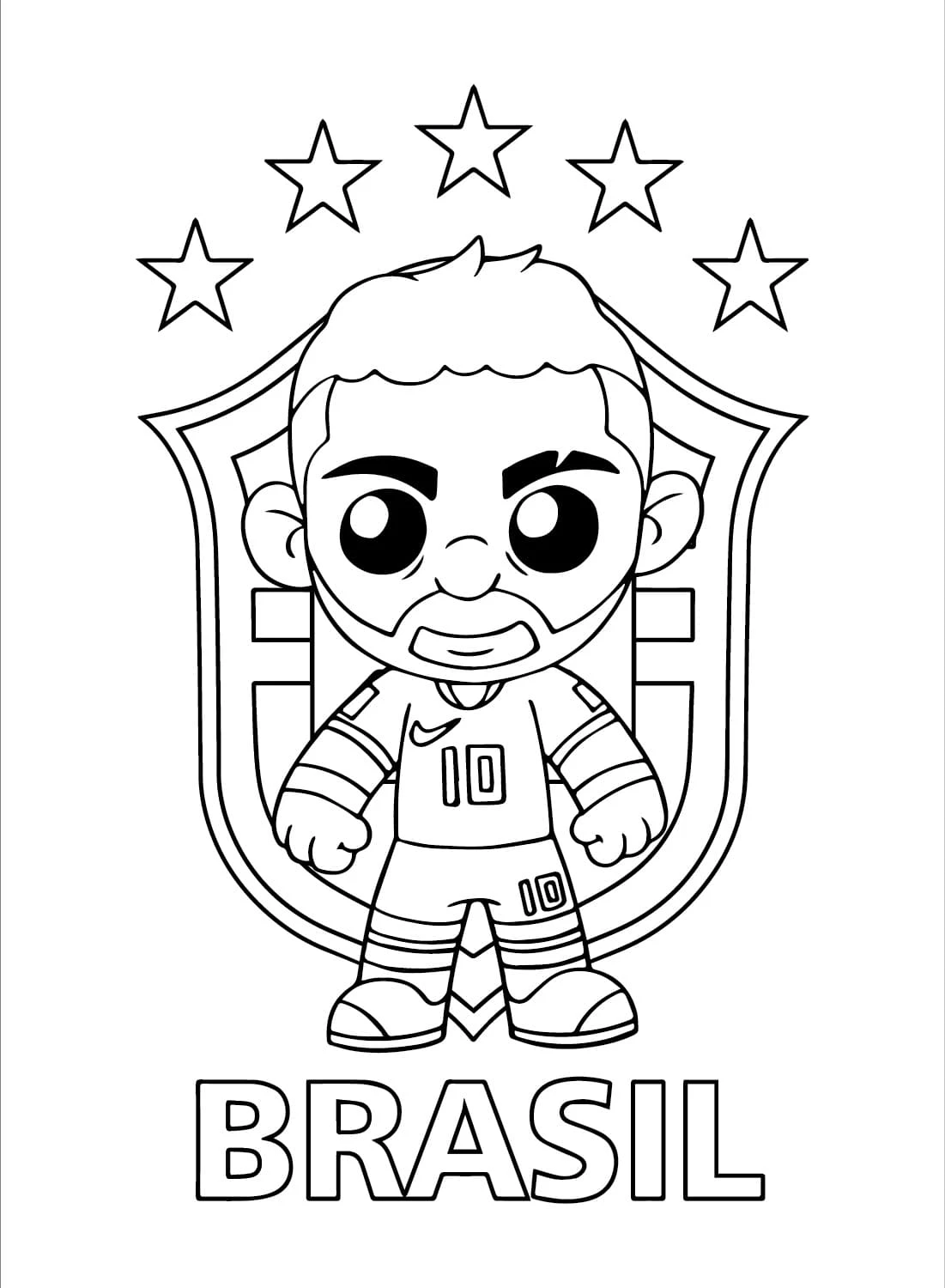 Neymar boyama sayfası – kolay boyama, eğitici aktivite