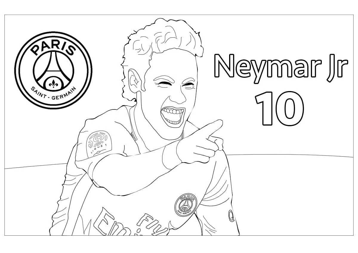 Neymar boyama sayfası – çizgi film temalı, basit çizim