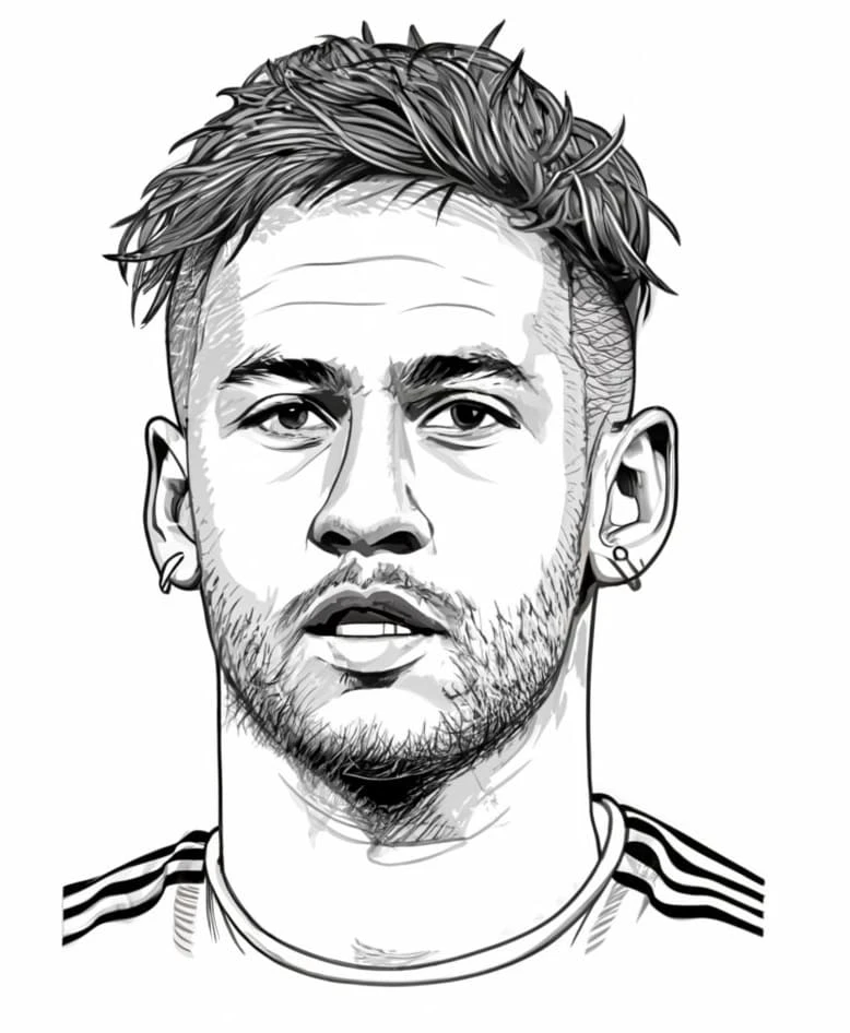 Neymar boyama sayfası – basit çizim, kolay boyama