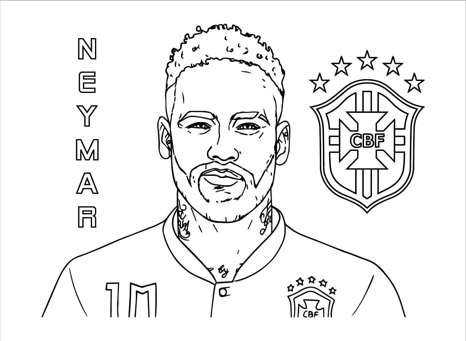 Neymar boyama sayfası – boyama çalışması, yaratıcılığı geliştirir