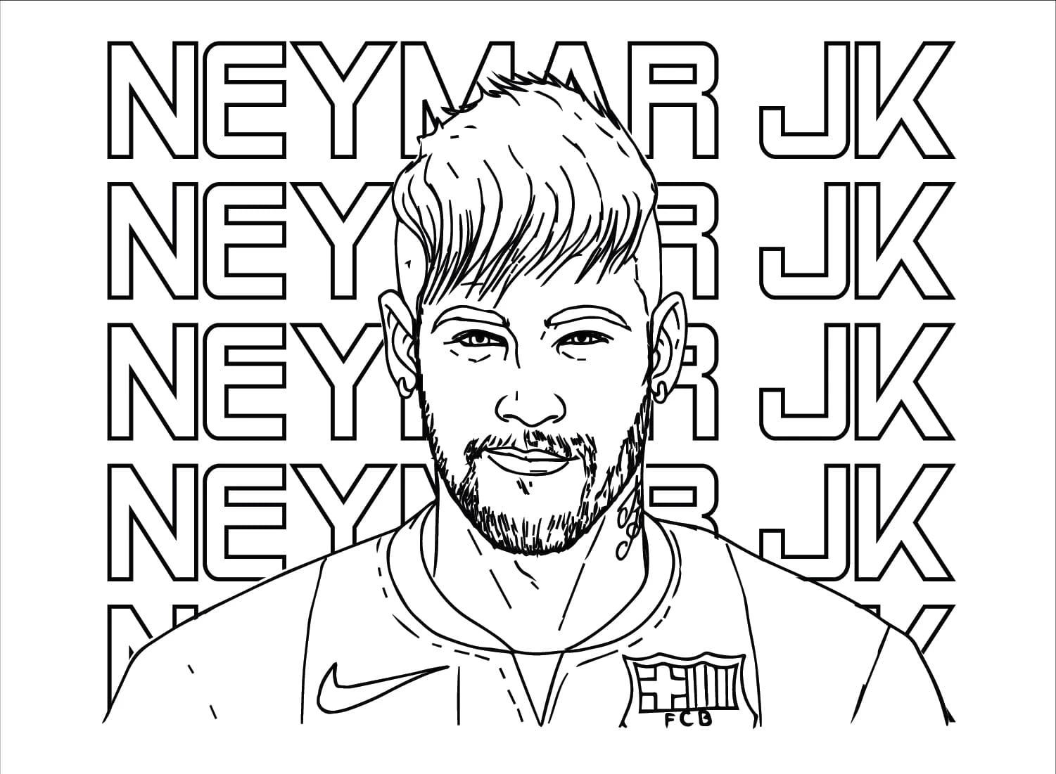 Neymar boyama sayfası – renkli çizimler, okul öncesi