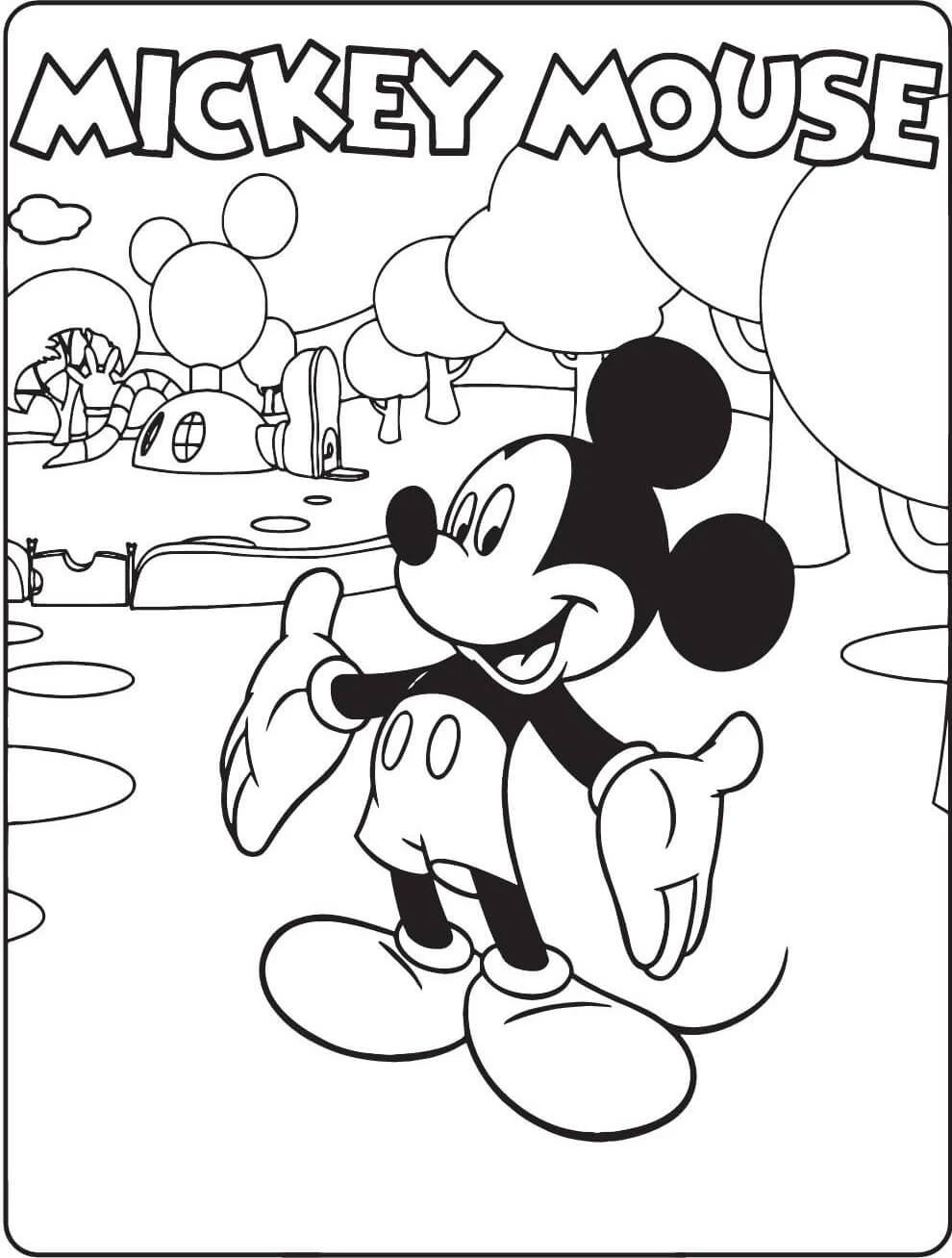 Mickey Mouse (Miki Fare) boyama sayfası – PDF indir, sevimli karakter