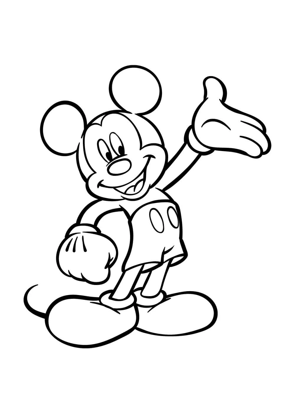 Mickey Mouse (Miki Fare) boyama sayfası – çizgi film temalı, basit çizim