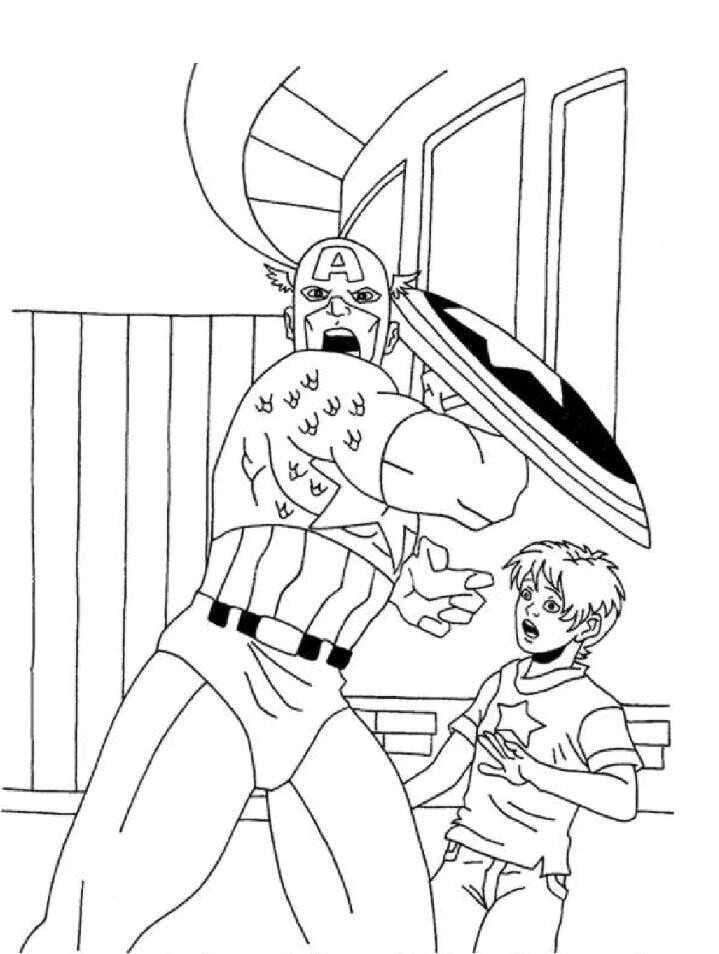 Kaptan Amerika boyama sayfası – el becerilerini geliştirir, boyama çalışması