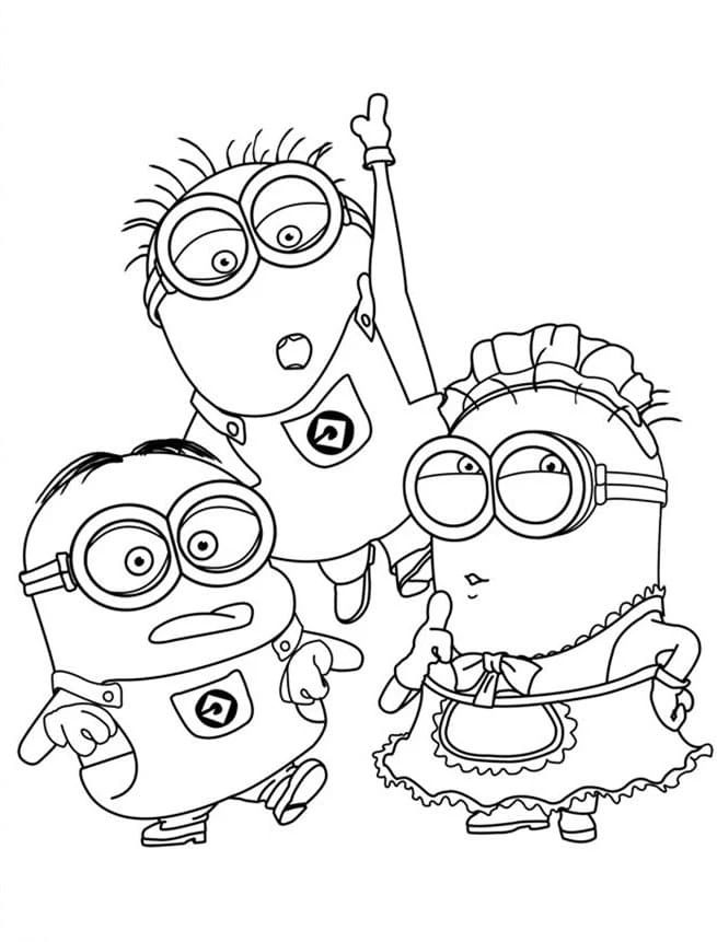 Minions boyama sayfası – sevimli karakter, sanatsal çalışma