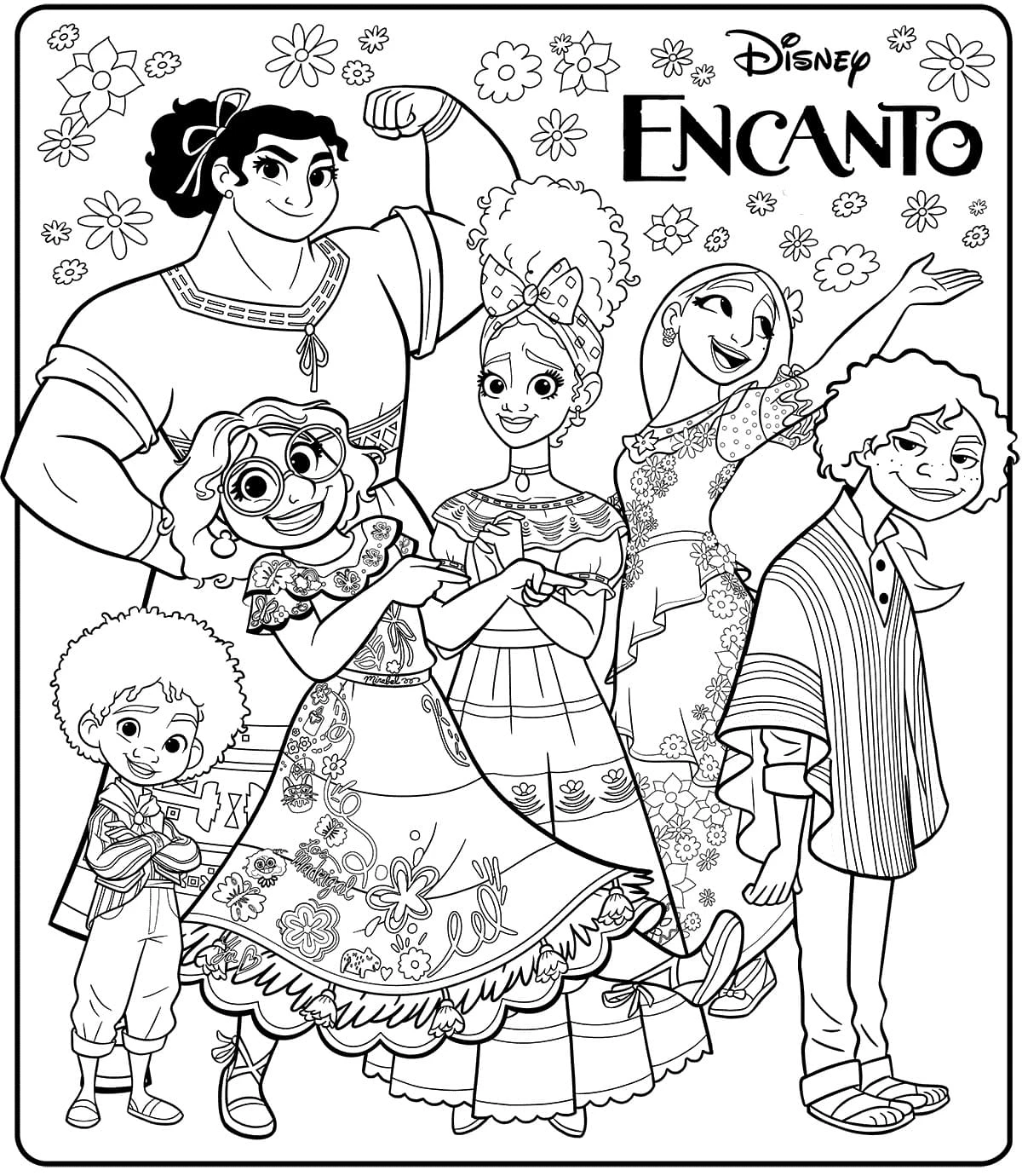 Encanto boyama sayfası – çocuklar için, çizgi film temalı