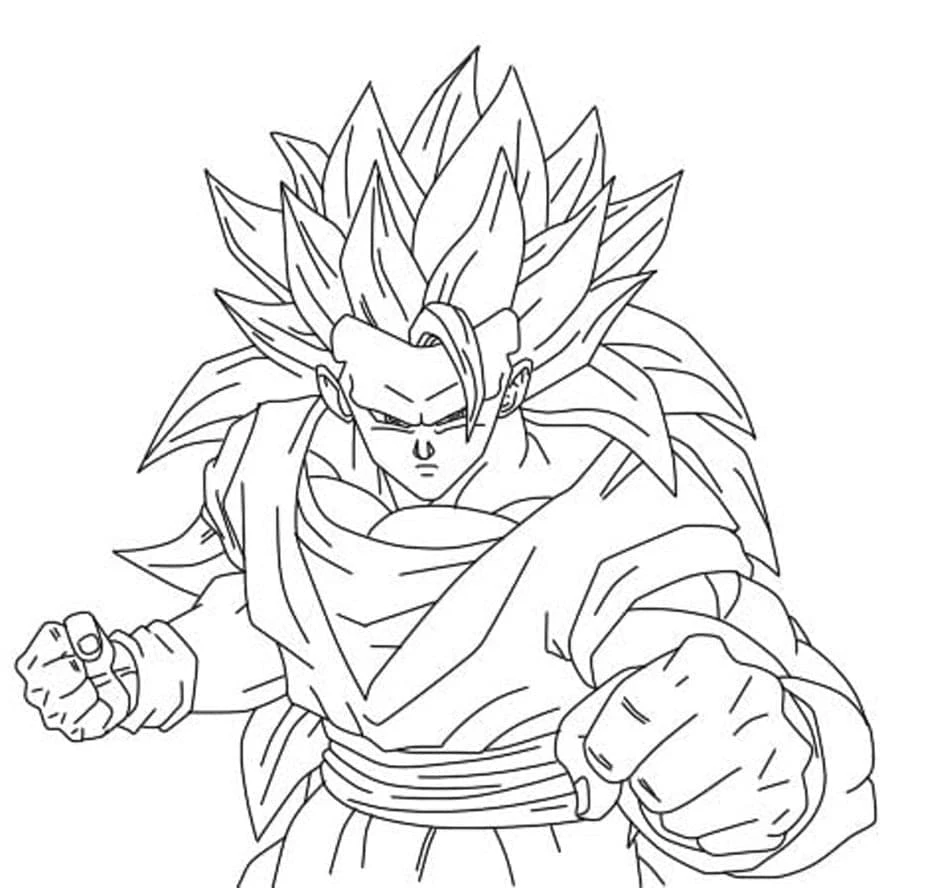 Son Goku boyama sayfası – sevimli karakter, sanatsal çalışma