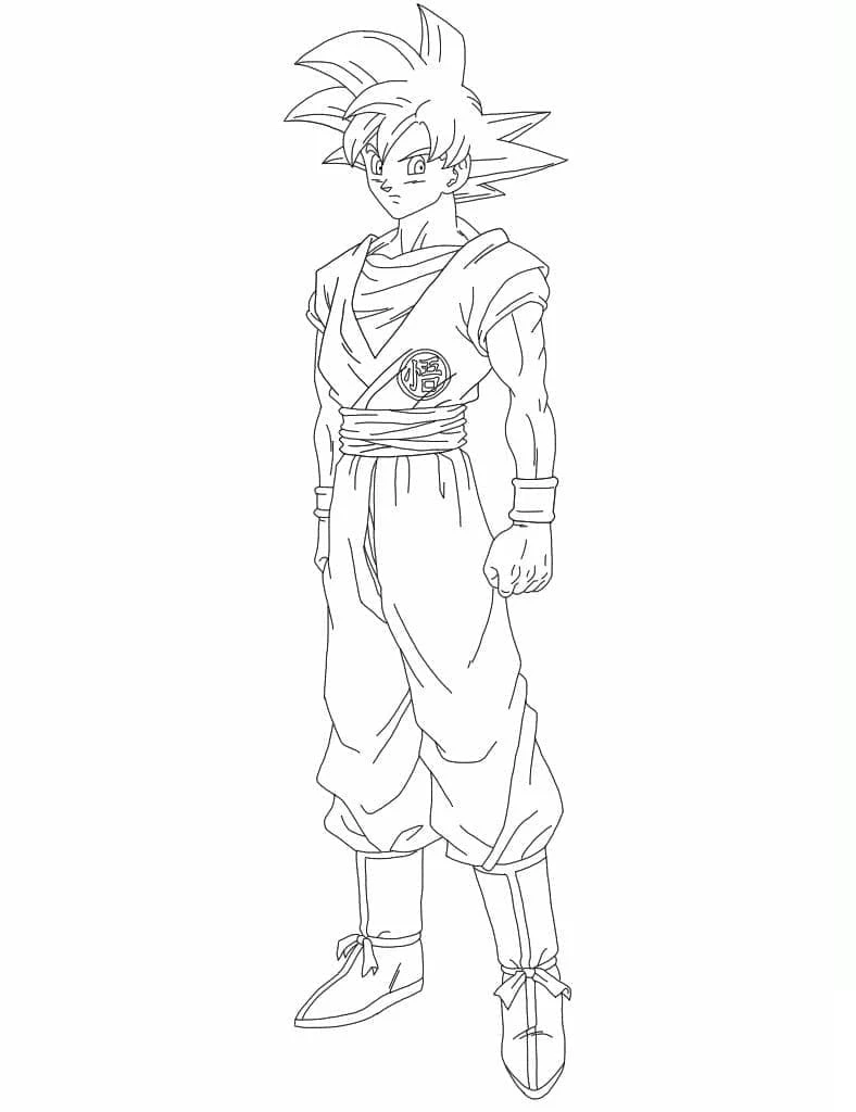 Son Goku boyama sayfası – çizgi film temalı, basit çizim