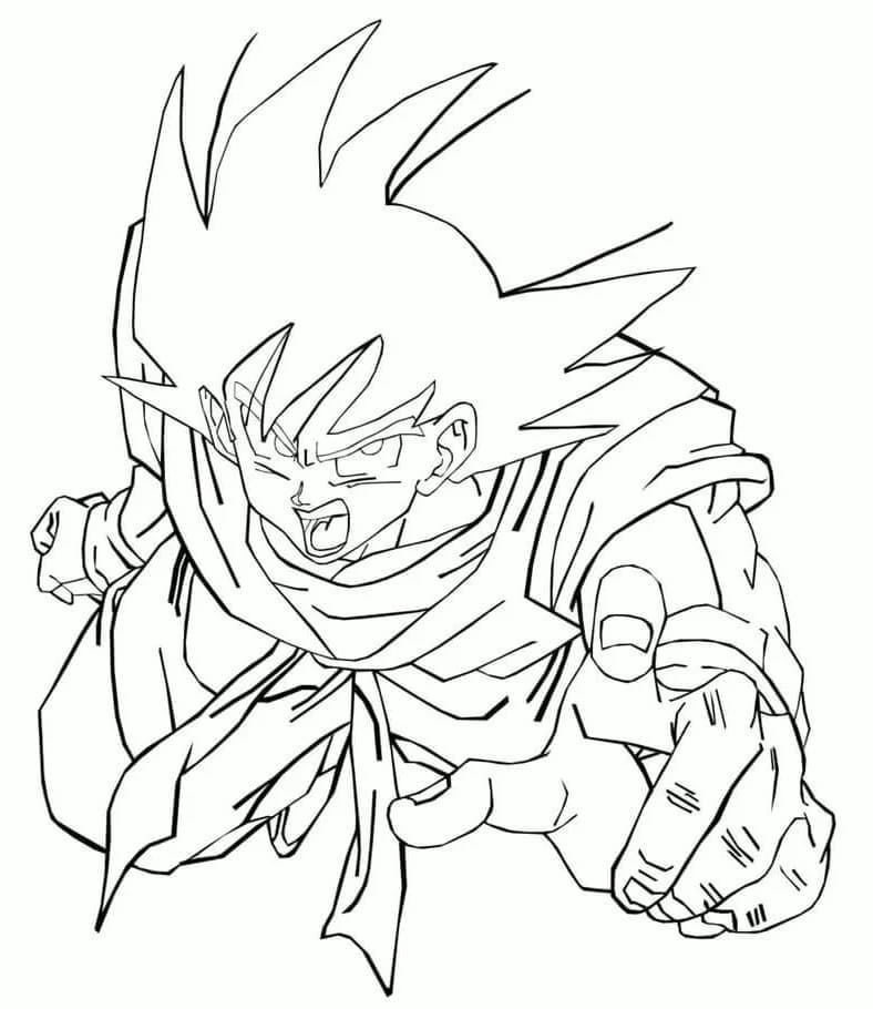 Son Goku boyama sayfası – eğitici aktivite, yaratıcılık