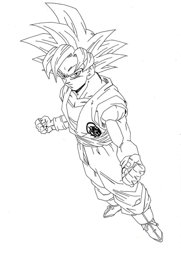 Son Goku boyama sayfası – evde etkinlik, ücretsiz yazdır