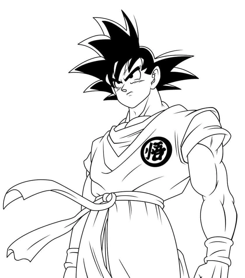 Son Goku boyama sayfası – sanatsal çalışma, çocuklar için