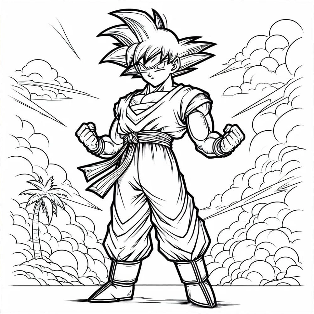 Son Goku boyama sayfası – boyama çalışması, yaratıcılığı geliştirir