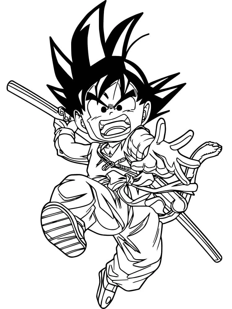Son Goku boyama sayfası – renkli çizimler, okul öncesi