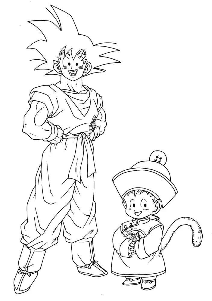 Son Goku boyama sayfası – kolay boyama, eğitici aktivite