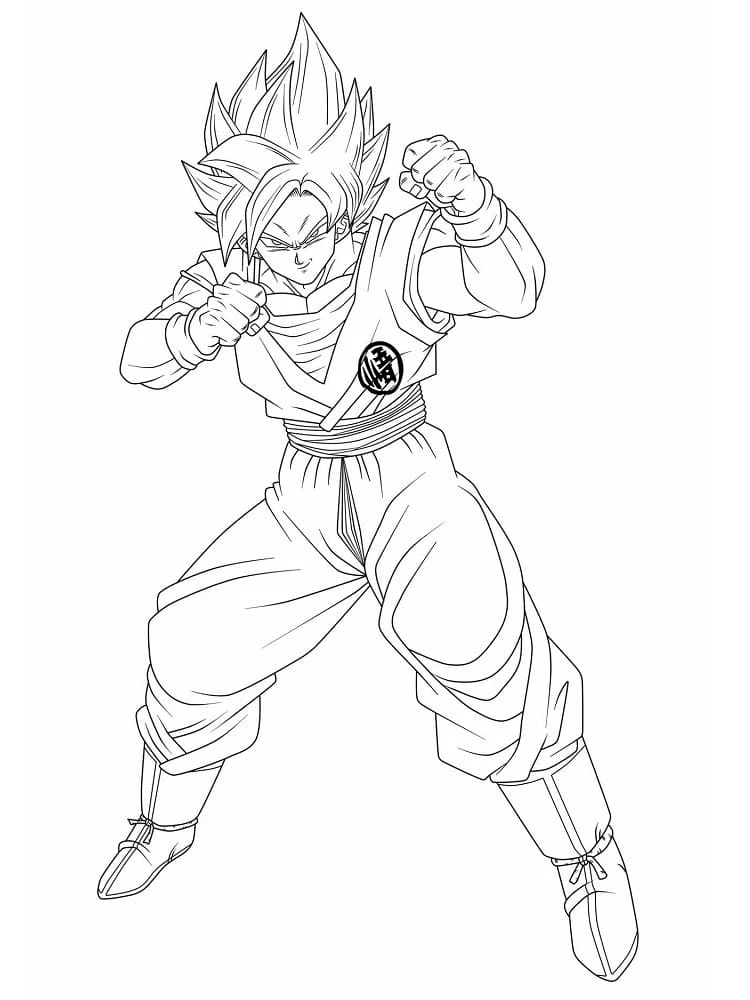 Son Goku boyama sayfası – sevimli karakter, sanatsal çalışma