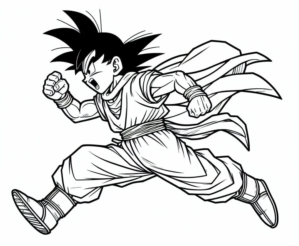 Son Goku boyama sayfası – çizgi film temalı, basit çizim