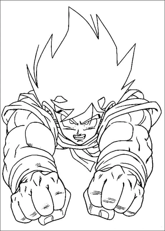 Son Goku boyama sayfası – evde etkinlik, ücretsiz yazdır