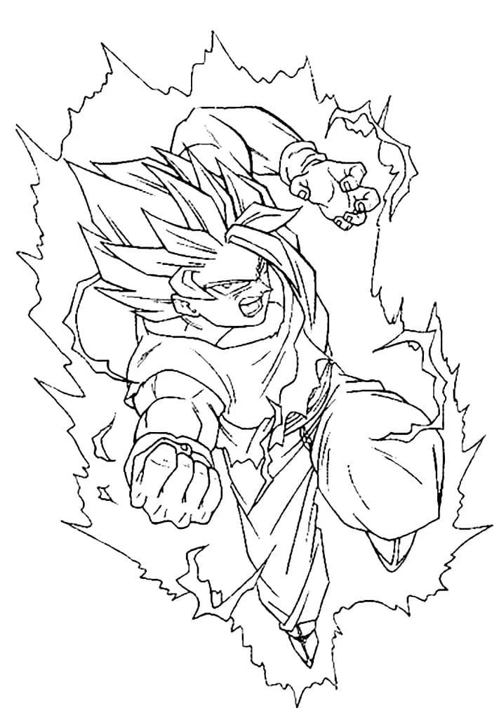 Son Goku boyama sayfası – çocuk aktivitesi, PDF indir