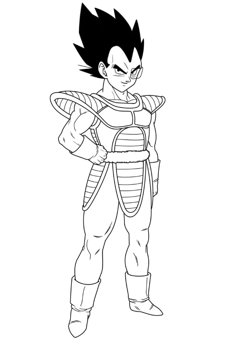 Vegeta boyama sayfası – PDF indir, sevimli karakter