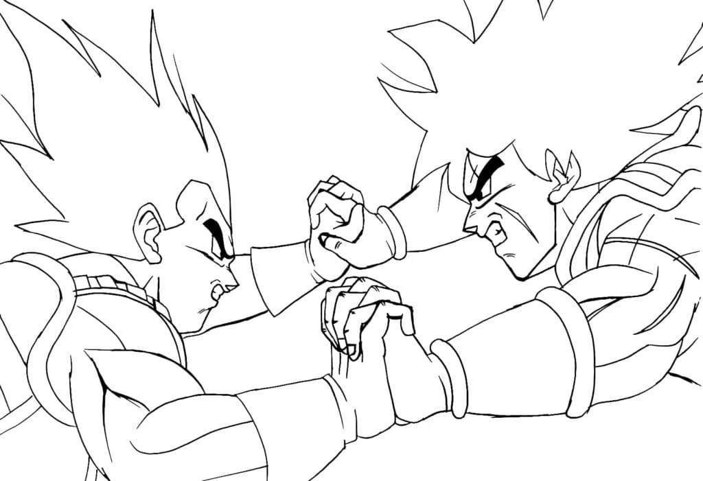 Vegeta boyama sayfası – basit çizim, kolay boyama