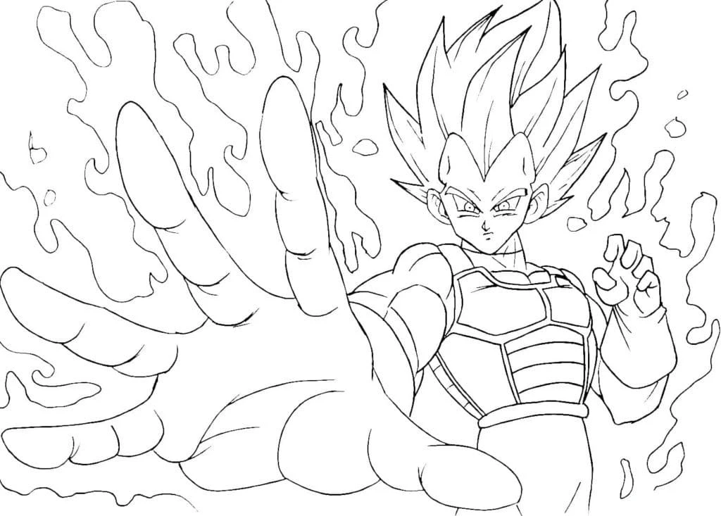 Vegeta boyama sayfası – kolay boyama, eğitici aktivite