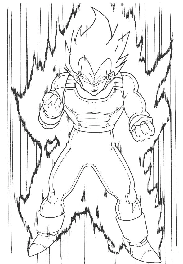 Vegeta boyama sayfası – sevimli karakter, sanatsal çalışma