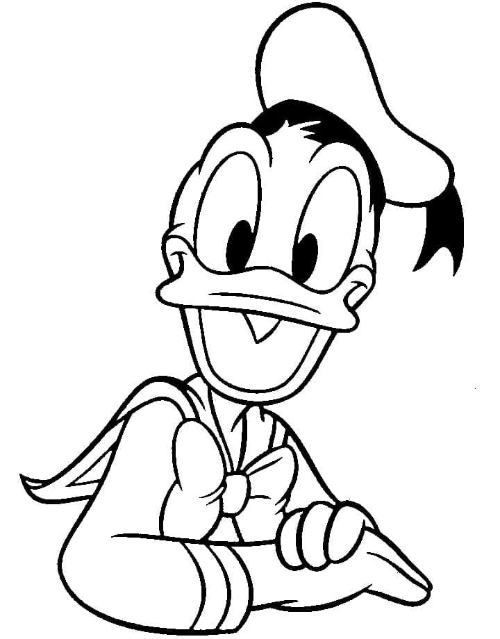Donald Duck boyama sayfası – renkli çizimler, okul öncesi