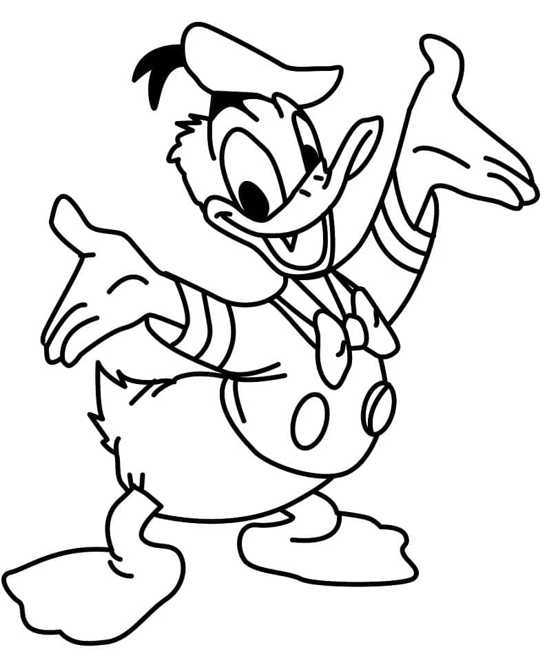 Donald Duck boyama sayfası – kolay boyama, eğitici aktivite