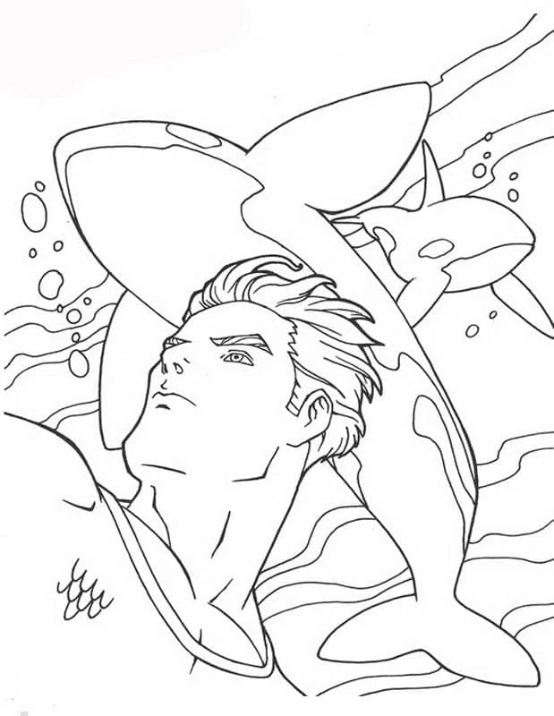 Aquaman boyama sayfası – renkli çizimler, okul öncesi