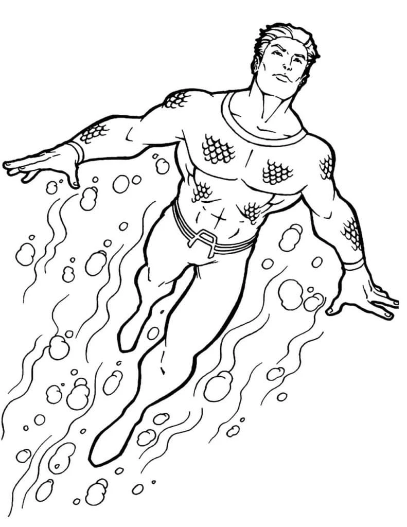 Aquaman boyama sayfası – okul öncesi, evde etkinlik