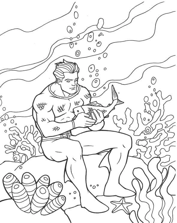 Aquaman boyama sayfası – çocuk aktivitesi, PDF indir