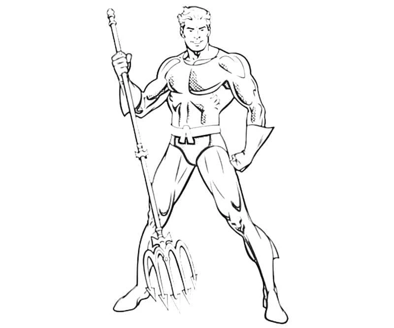 Aquaman boyama sayfası – basit çizim, kolay boyama