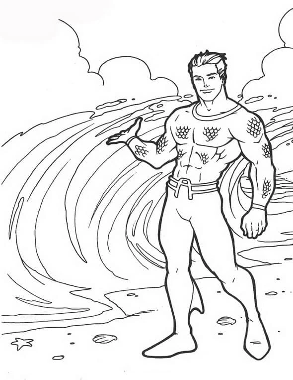 Aquaman boyama sayfası – boyama çalışması, yaratıcılığı geliştirir