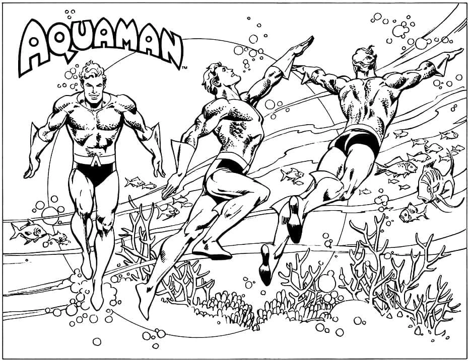 Aquaman boyama sayfası – renkli çizimler, okul öncesi